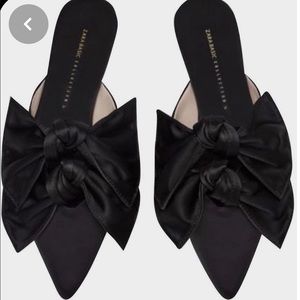 Zara two Bow black mules